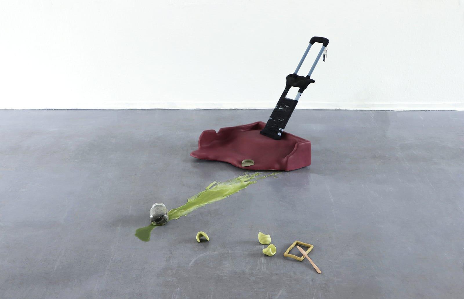 exhibition view: How to eat blueberry pie, by Hanbyeol Mun, at Burg Giebichenstein University of Art and Design Halle, courtesy Burg Giebichenstein University of Art and Design Halle.