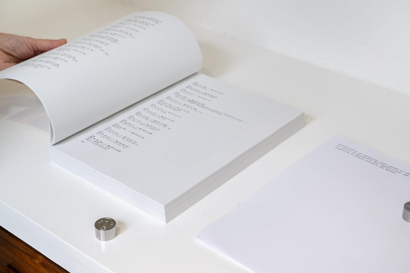 Tanja Widmann Johannes Porsch Produced by, -1, One plus (Script), detail, 2025, Cell Project Space, 2025